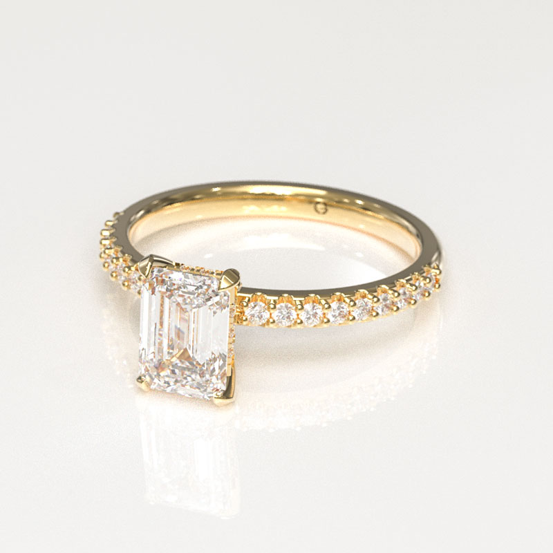 Emerald Cut Pavé Engagement Ring - Image 2