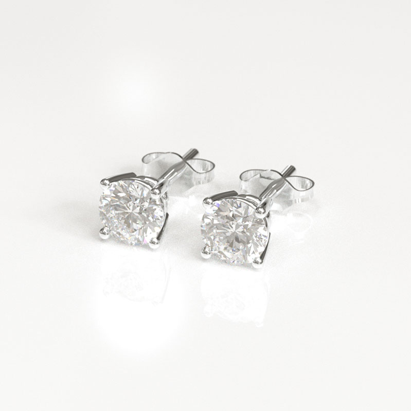 White Gold Four Claw Studs - Image 4