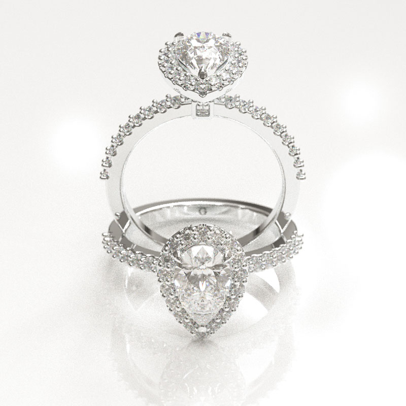 Pear Shaped Halo Engagement Ring - Image 4