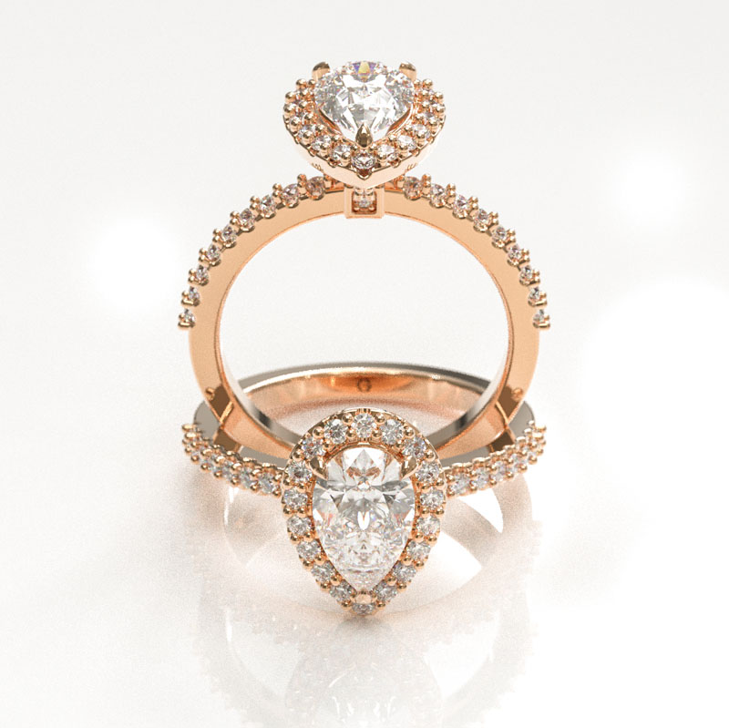 Pear Shaped Halo Engagement Ring - Image 6