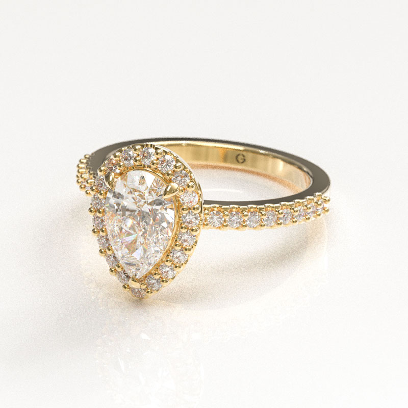 Pear Shaped Halo Engagement Ring - Image 2