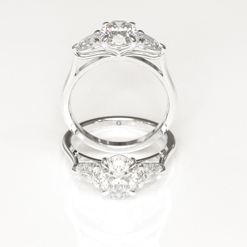 Oval & Pear Trilogy Engagement Ring - Image 5