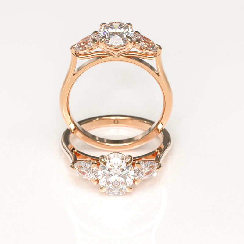 Oval & Pear Trilogy Engagement Ring - Image 4