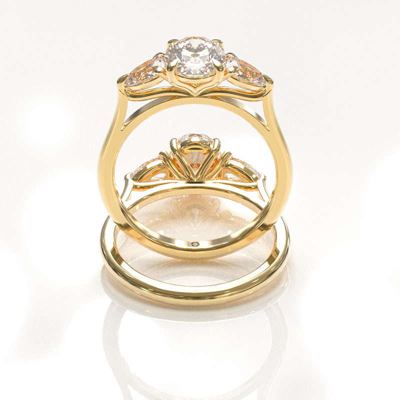 Oval & Pear Trilogy Engagement Ring - Image 3