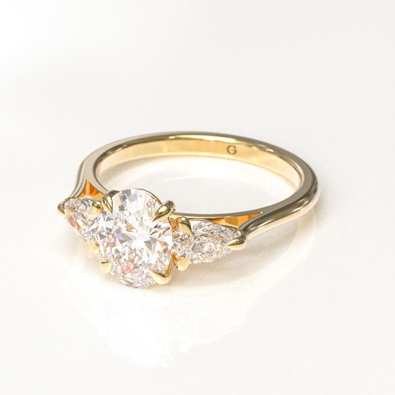 Oval & Pear Trilogy Engagement Ring - Image 2