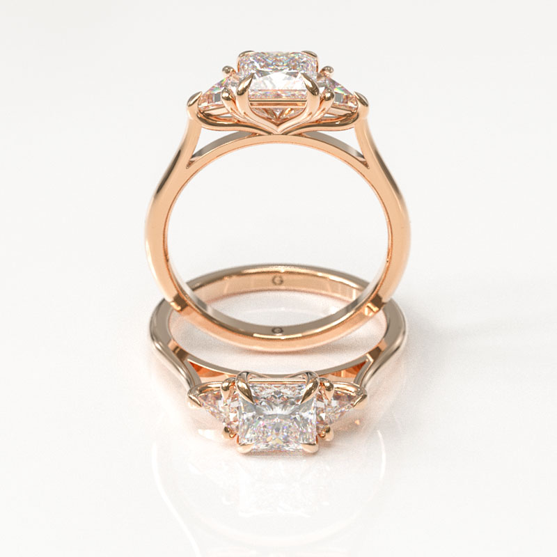 Cushion & Round Trilogy Engagement Ring - Image 5