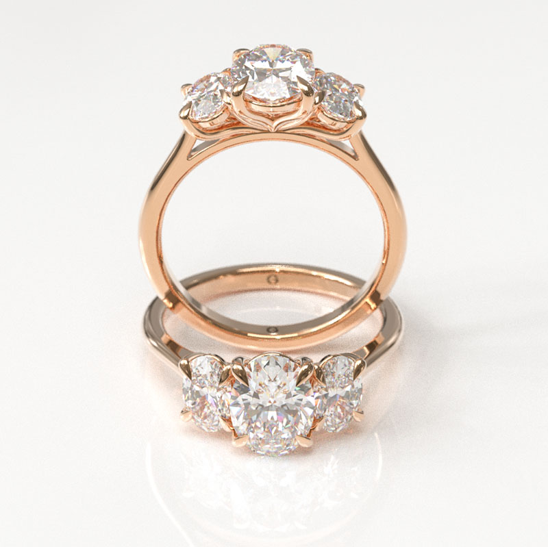 Oval Trilogy Engagement Ring - Image 4