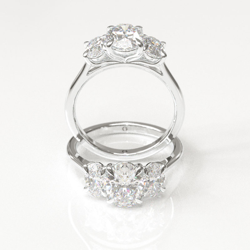 Oval Trilogy Engagement Ring - Image 5