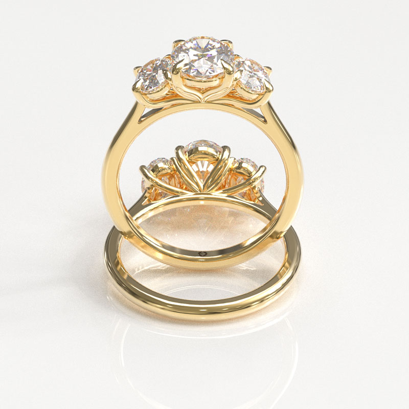 Oval Trilogy Engagement Ring - Image 3