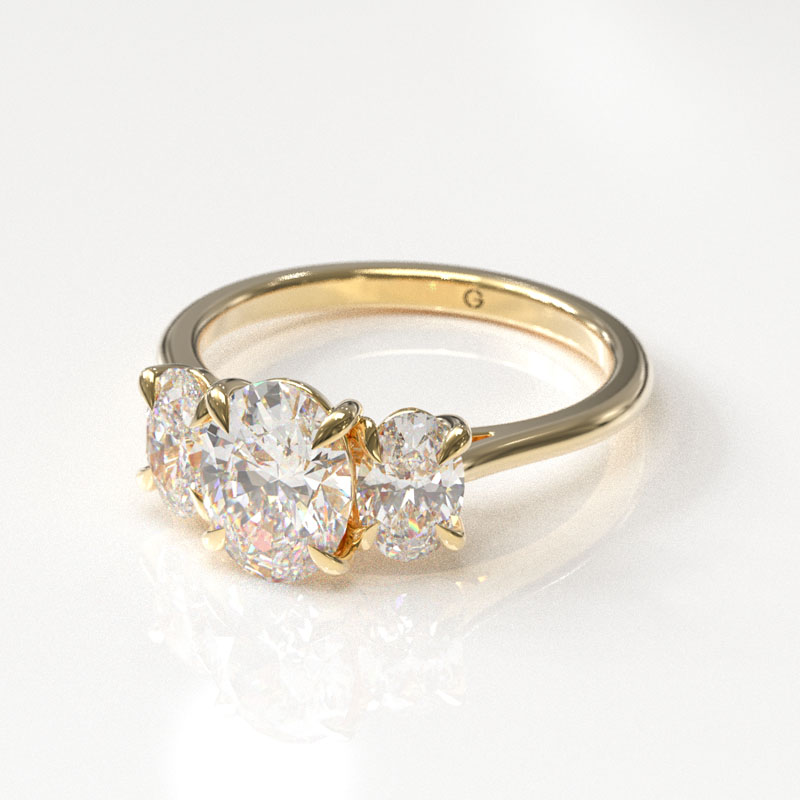 Oval Trilogy Engagement Ring - Image 2