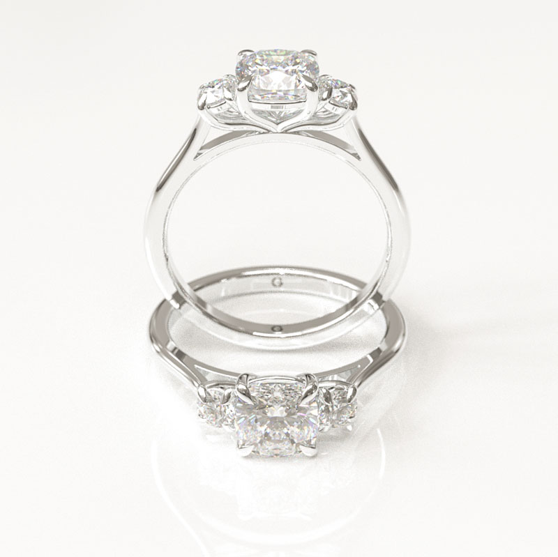 Cushion & Round Trilogy Engagement Ring - Image 6