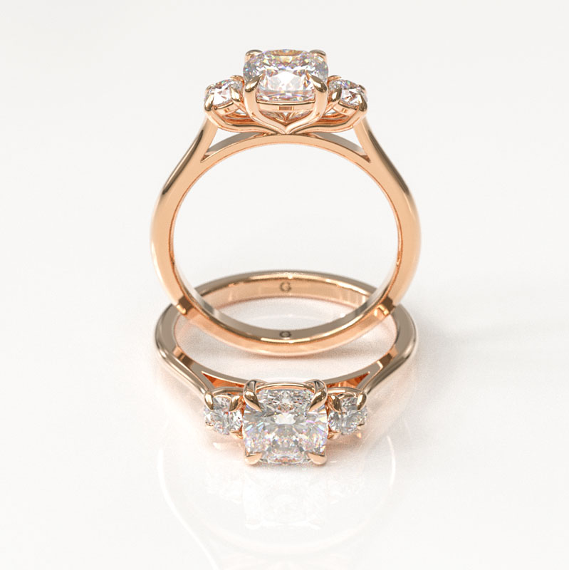 Cushion & Round Trilogy Engagement Ring - Image 4