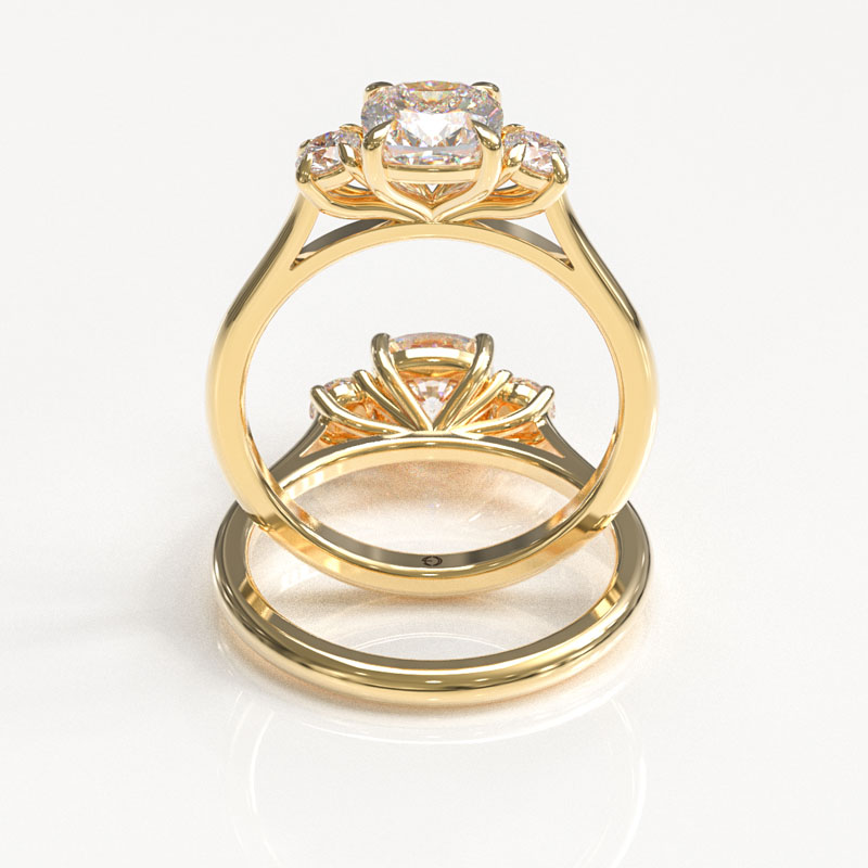 Cushion & Round Trilogy Engagement Ring - Image 3