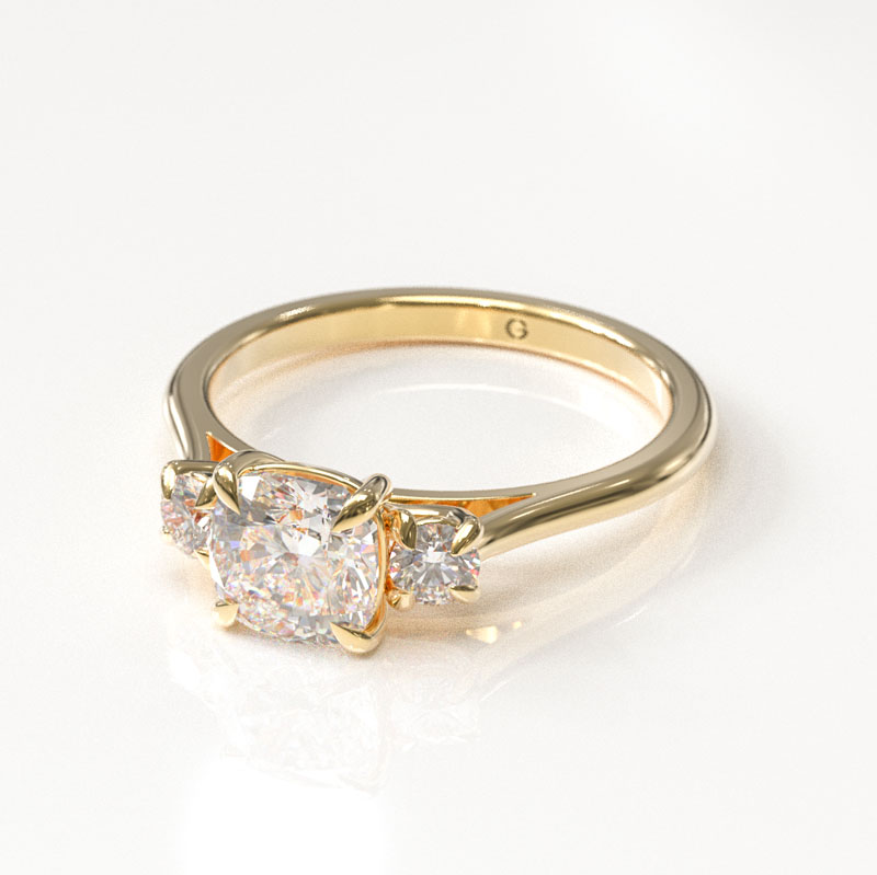 Cushion & Round Trilogy Engagement Ring - Image 2