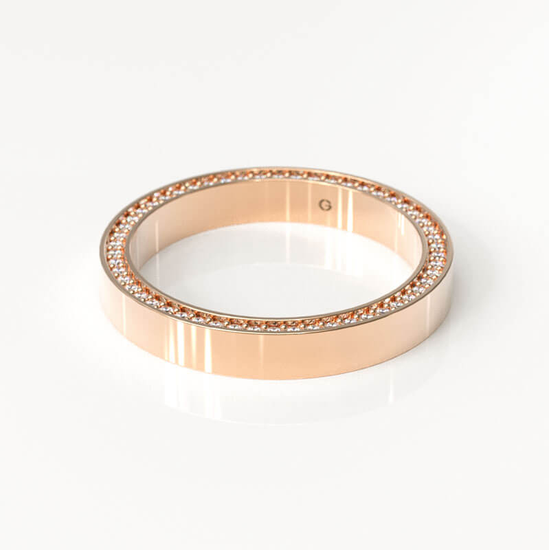 Rose Gold Flat Band with Side Pavé Diamonds - Image 2