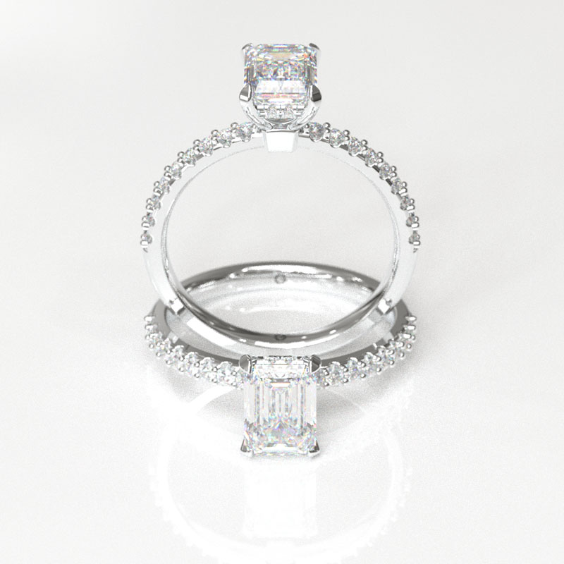 Emerald Cut Pavé Engagement Ring - Image 4