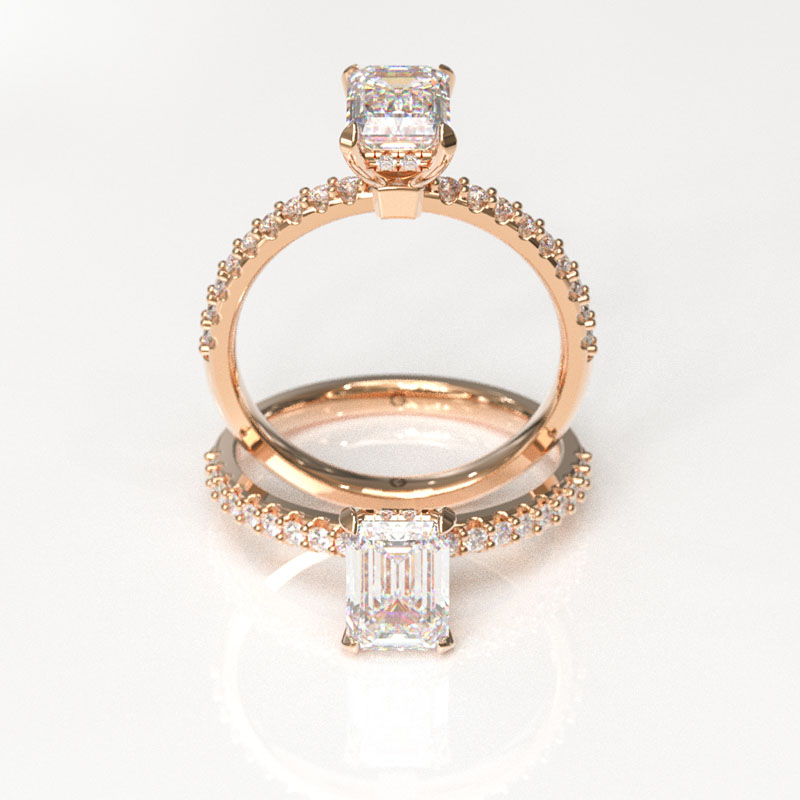 Emerald Cut Pavé Engagement Ring - Image 5