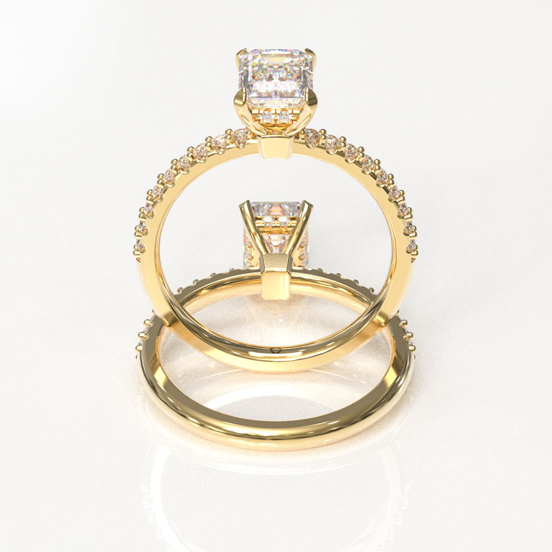 Emerald Cut Pavé Engagement Ring - Image 3