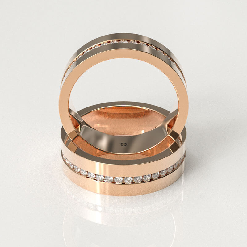 Rose Gold Centered Channel Set Gents Band - Image 3