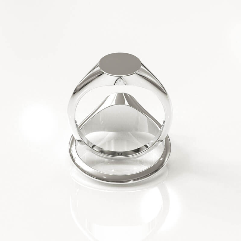 White Gold Oval Signet Ring - Image 3